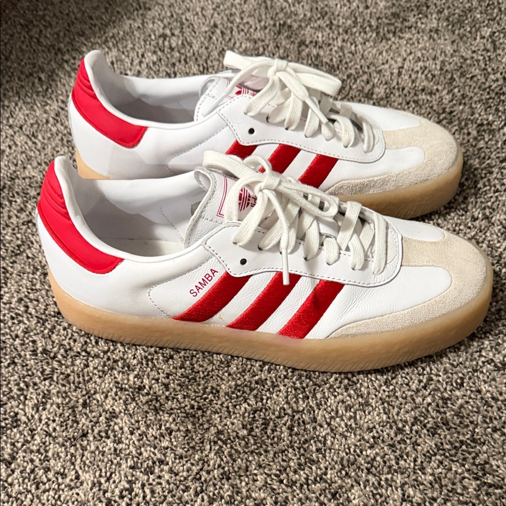 Adidas Samba White and Red Shoes